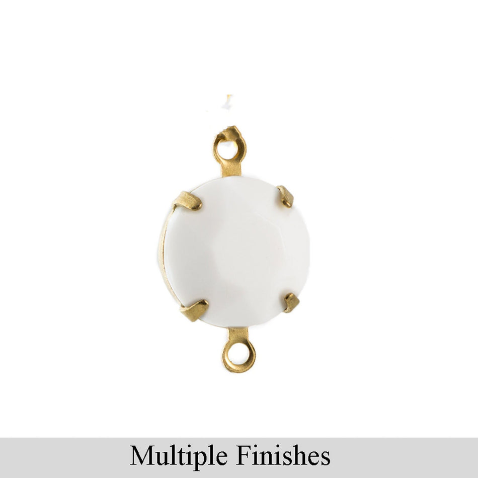 48ss White Faceted Glass Round Stone in 2 Loop Setting
