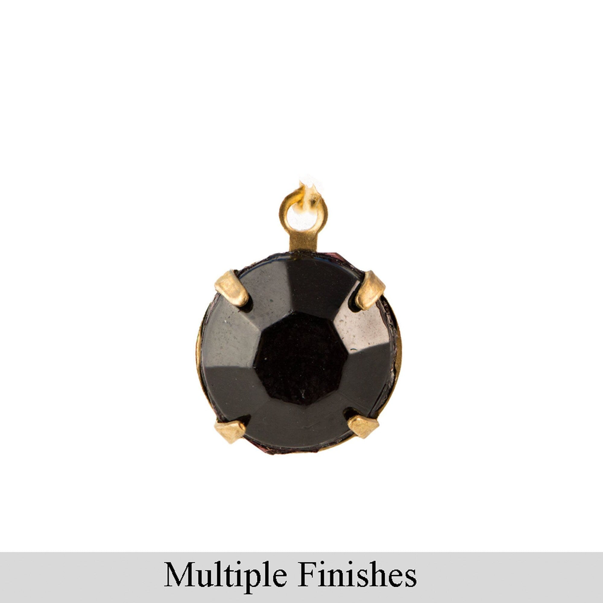 48ss Black Faceted Glass Round Stone in 1 Loop Setting