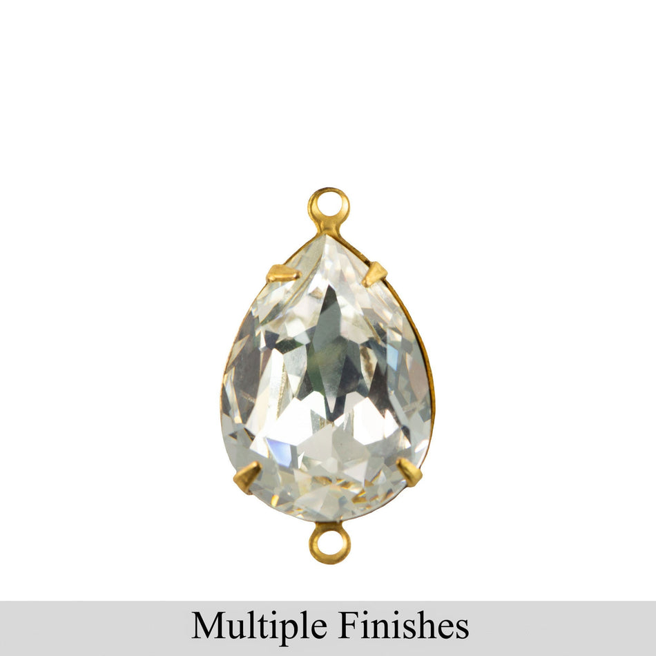 18x13mm Swarovski Clear Faceted Glass Pear Stone in 2 Loop Setting