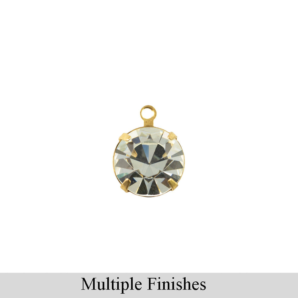 35ss Clear Faceted Glass Round Stone in 1 Loop Setting