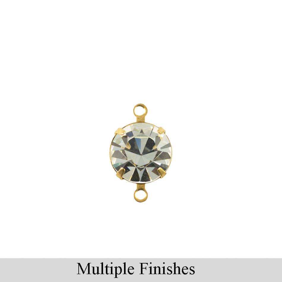 35ss Clear Faceted Glass Round Stone in 2 Loop Setting