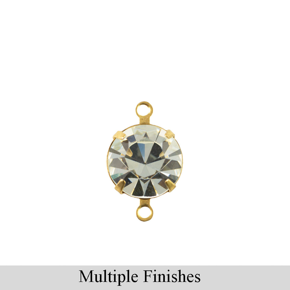 40ss Clear Faceted Glass Round Stone in 2 Loop Setting