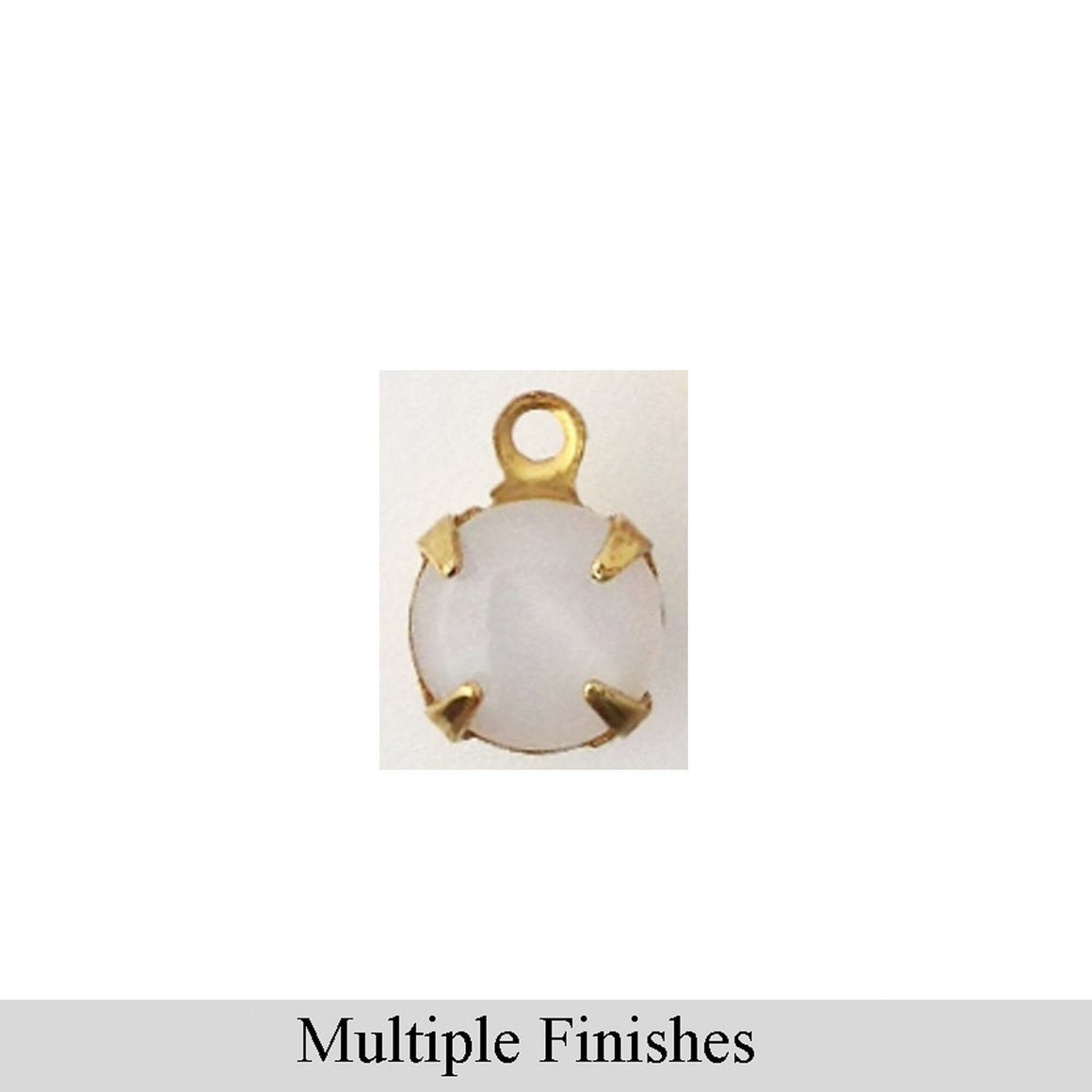 35ss White Moonglow Glass Round Stone in 1 Loop Setting