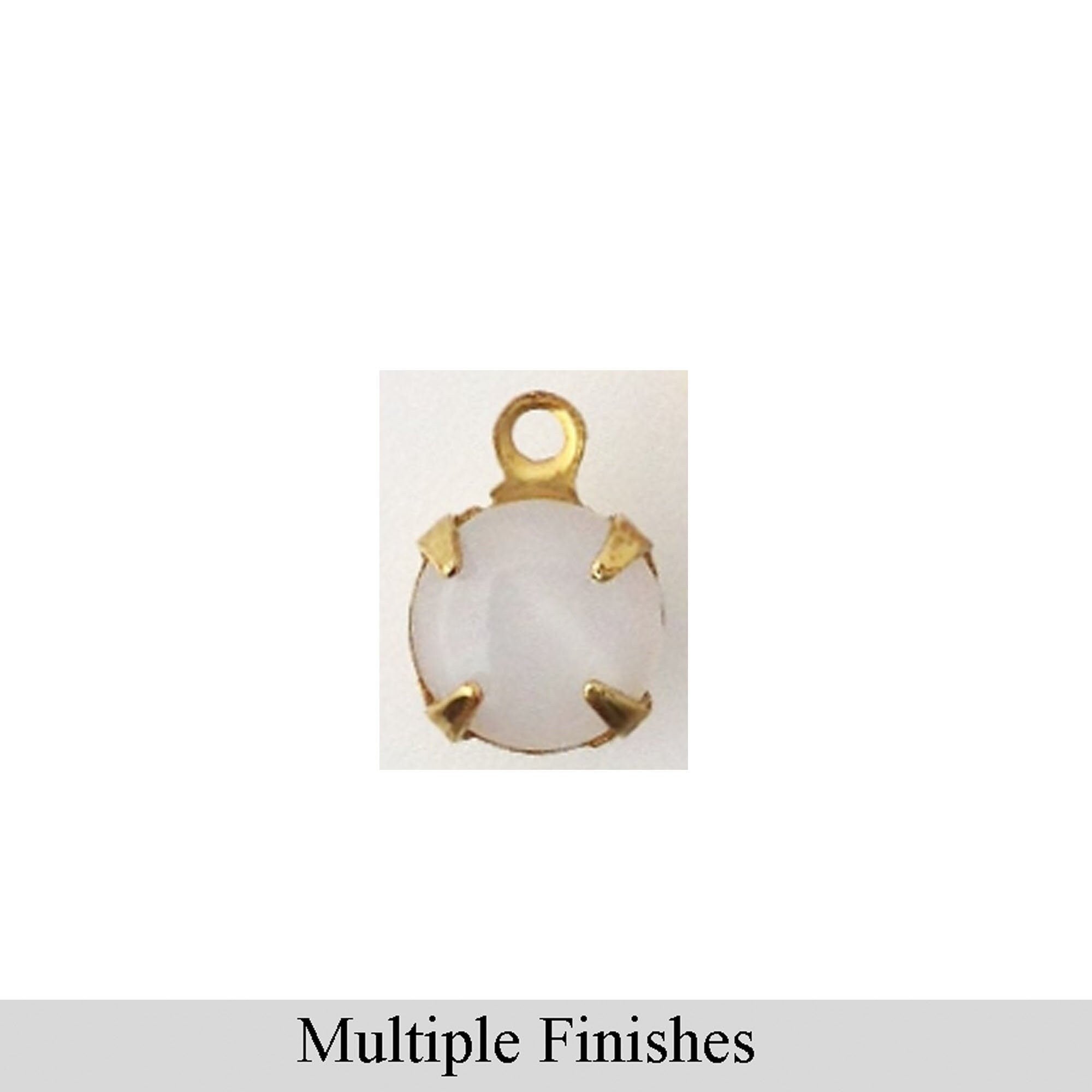 35ss White Moonglow Glass Round Stone in 1 Loop Setting
