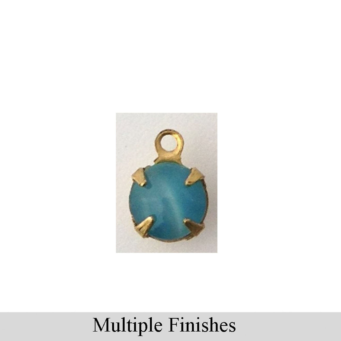 35ss Aquamarine Moonglow Glass Round Stone in 1 Loop Setting