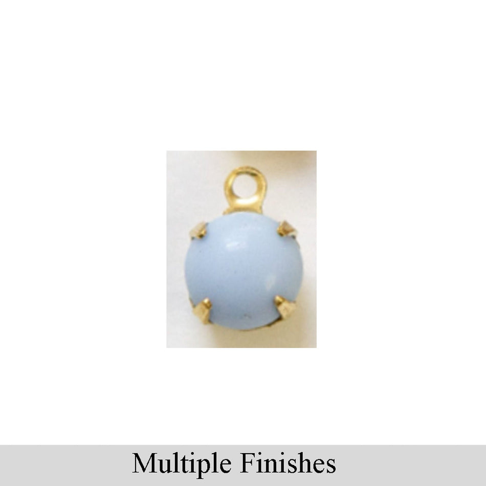 35ss Periwinkle Glass Round Stone in 1 Loop Setting