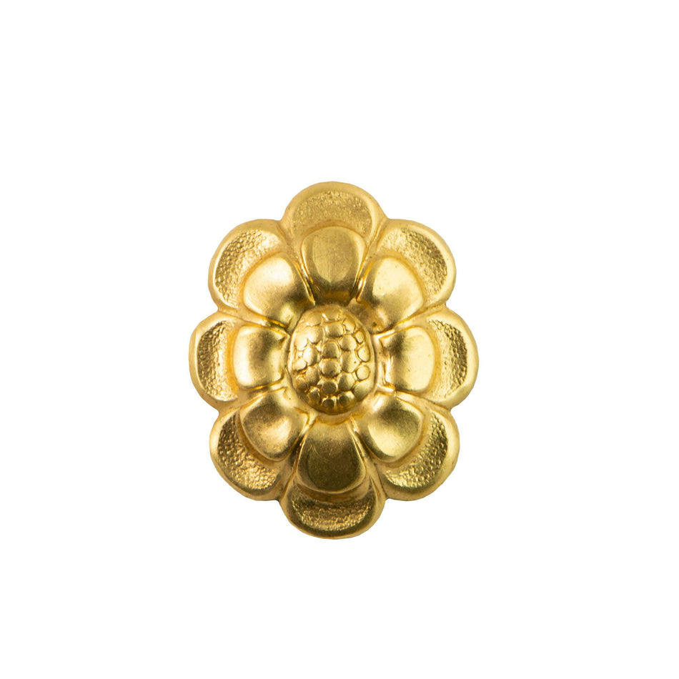 Raw Brass Oblong Daisy Flower Stamping 23x18mm (4)