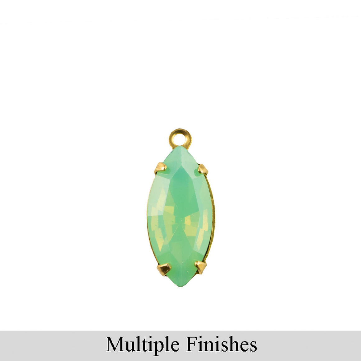 15x7mm Green Opal Faceted Glass Navette Stone in 1 Loop Setting