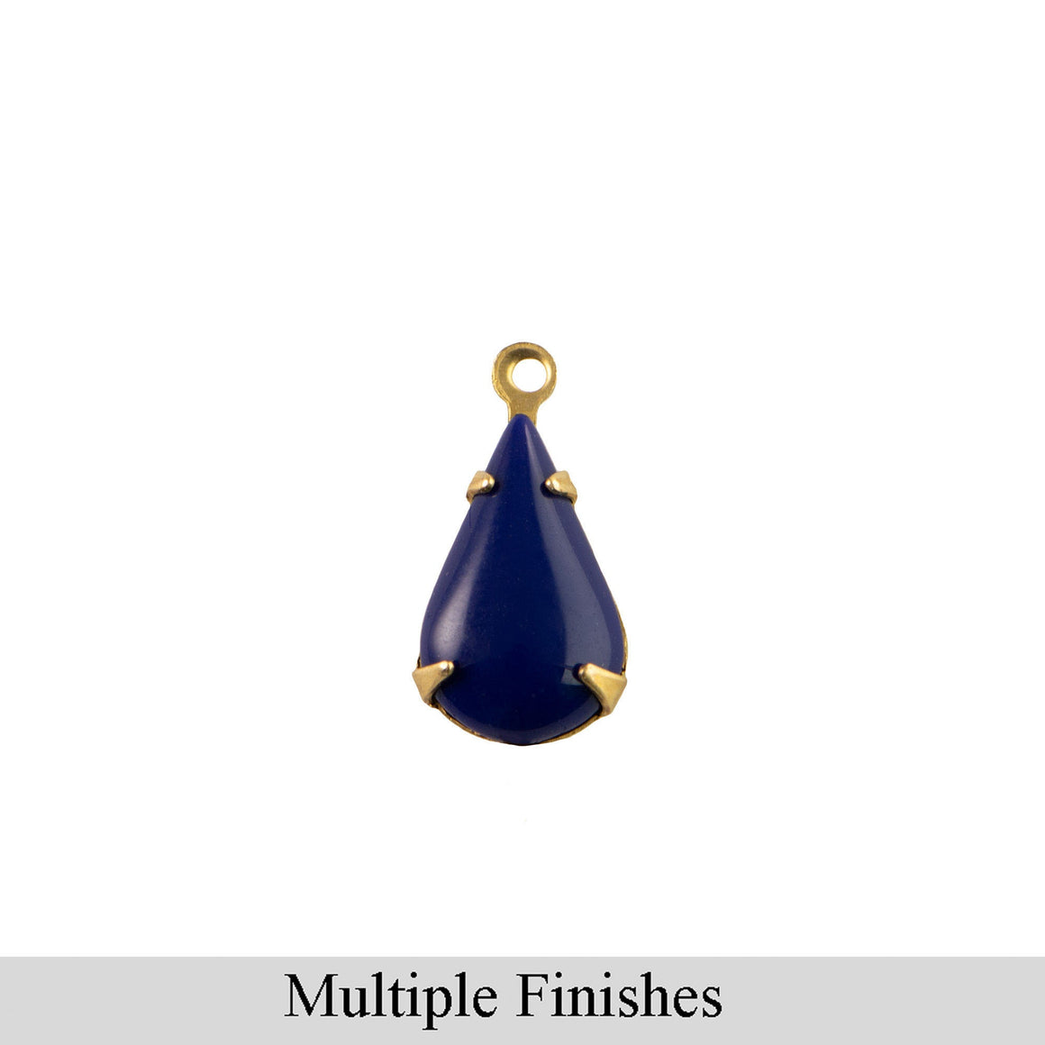 13x8mm Navy Glass Teardrop Stone in 1 Loop Setting
