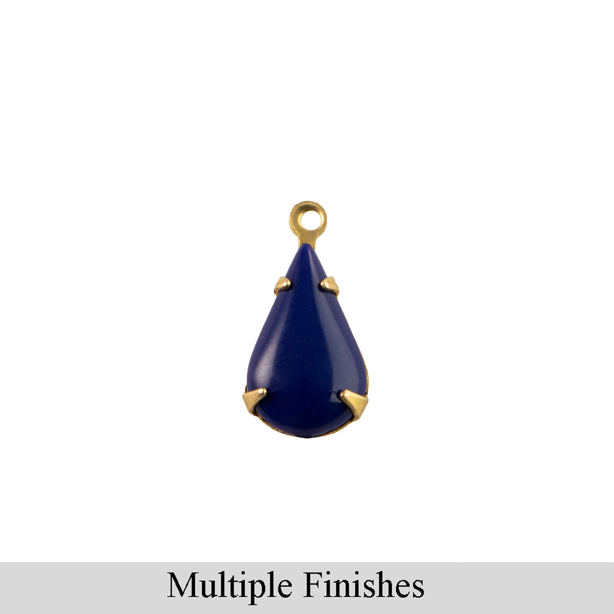 13x8mm Navy Glass Teardrop Stone in 1 Loop Setting