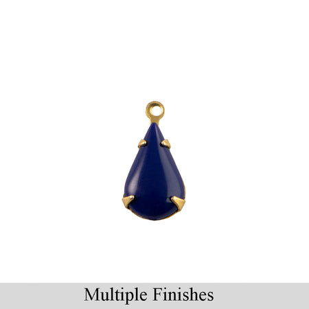13x8mm Navy Glass Teardrop Stone in 1 Loop Setting