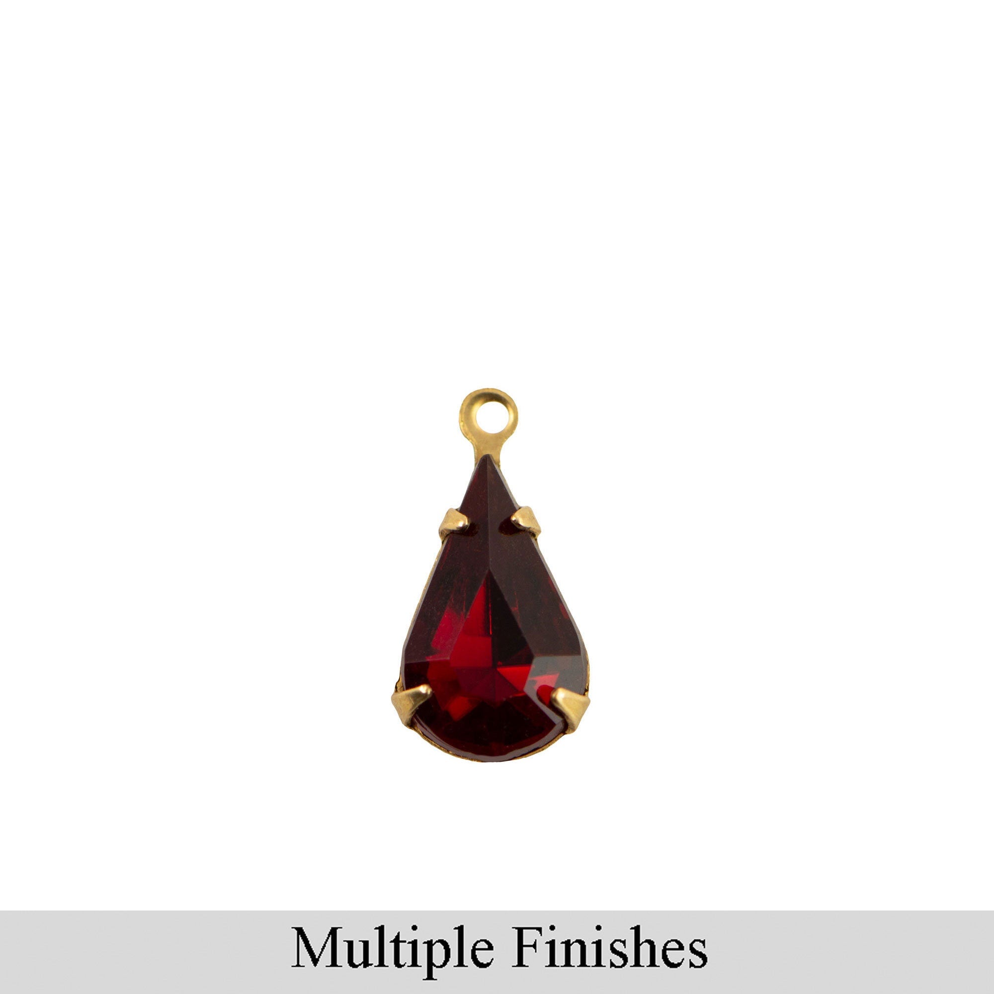 13x8mm Ruby Faceted Glass Teardrop Stone in 1 Loop Setting
