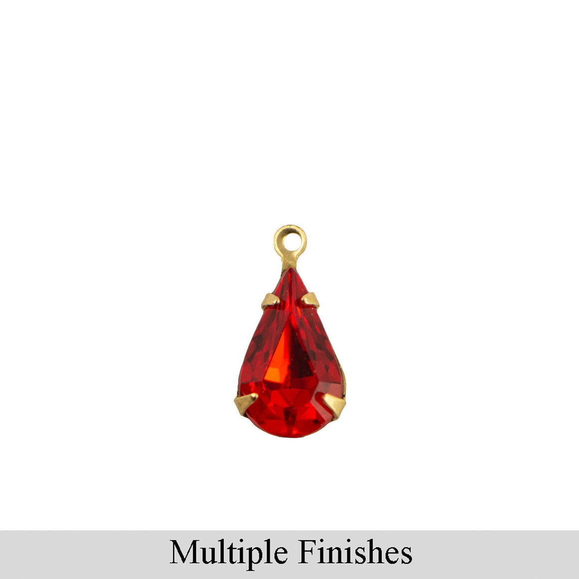 13x8mm Hyacinth Orange Faceted Glass Teardrop Stone in 1 Loop Setting