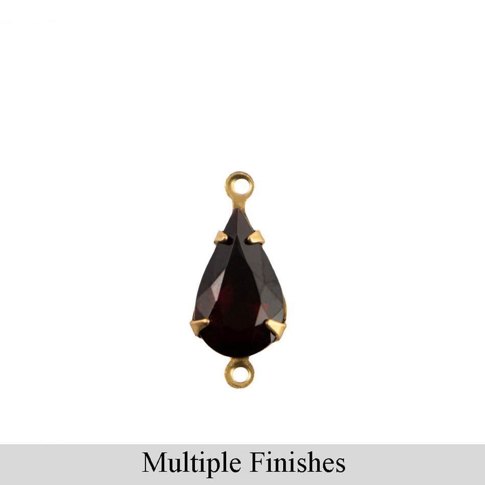 13x8mm Garnet Faceted Glass Teardrop Stone in 2 Loop Setting