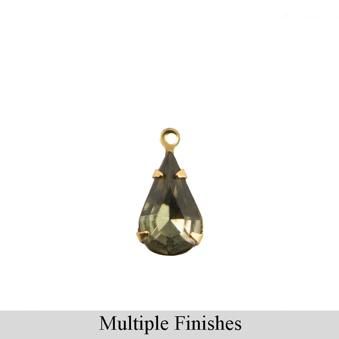 13x8mm Black Diamond Faceted Glass Teardrop Stone in 1 Loop Setting