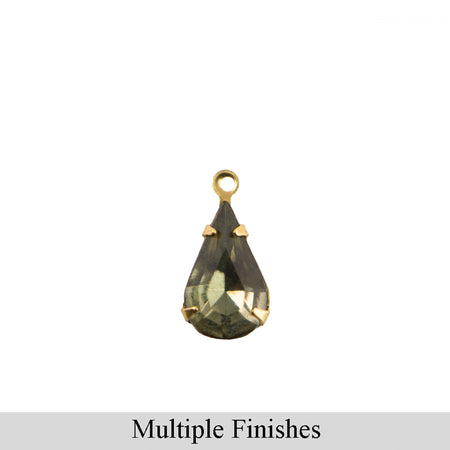13x8mm Black Diamond Faceted Glass Teardrop Stone in 1 Loop Setting