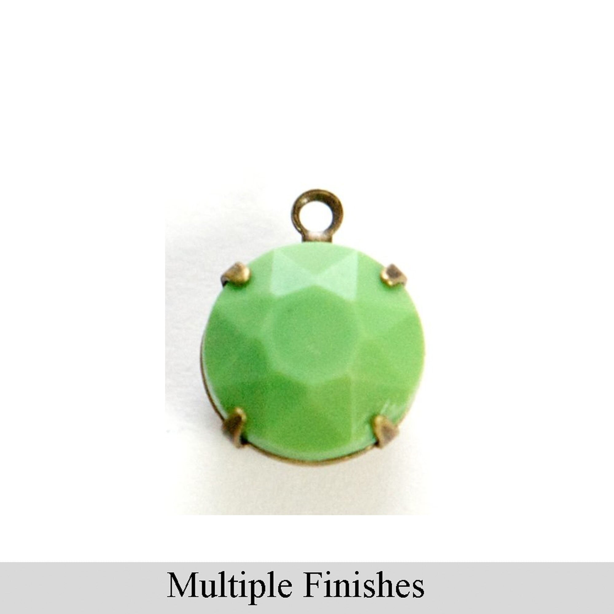 48ss Green Faceted Glass Round Stone in 1 Loop Setting