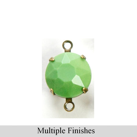 48ss Green Faceted Glass Round Stone in 2 Loop Setting