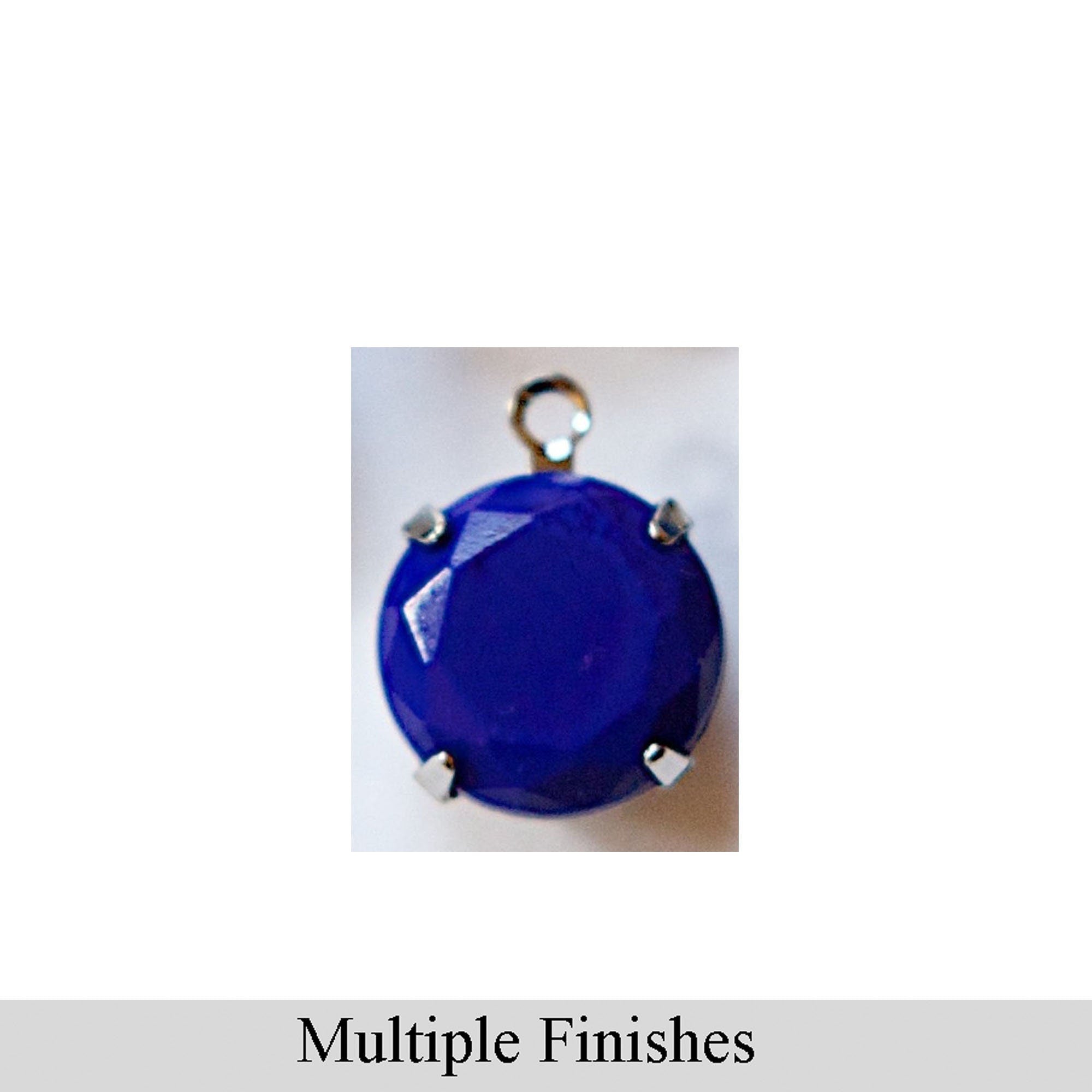 48ss Navy Faceted Glass Round Stone in 1 Loop Setting