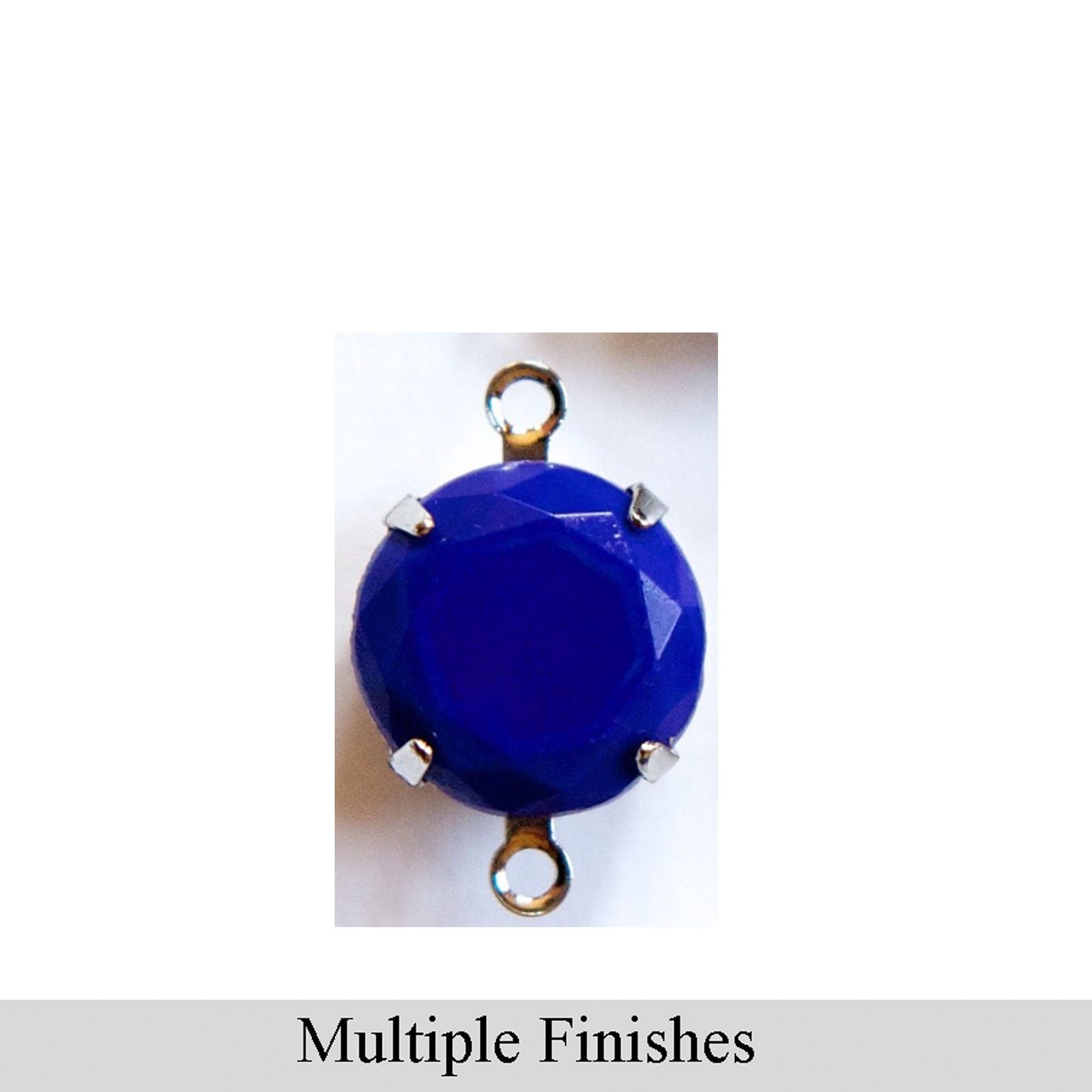 48ss Navy Faceted Glass Round Stone in 2 Loop Setting