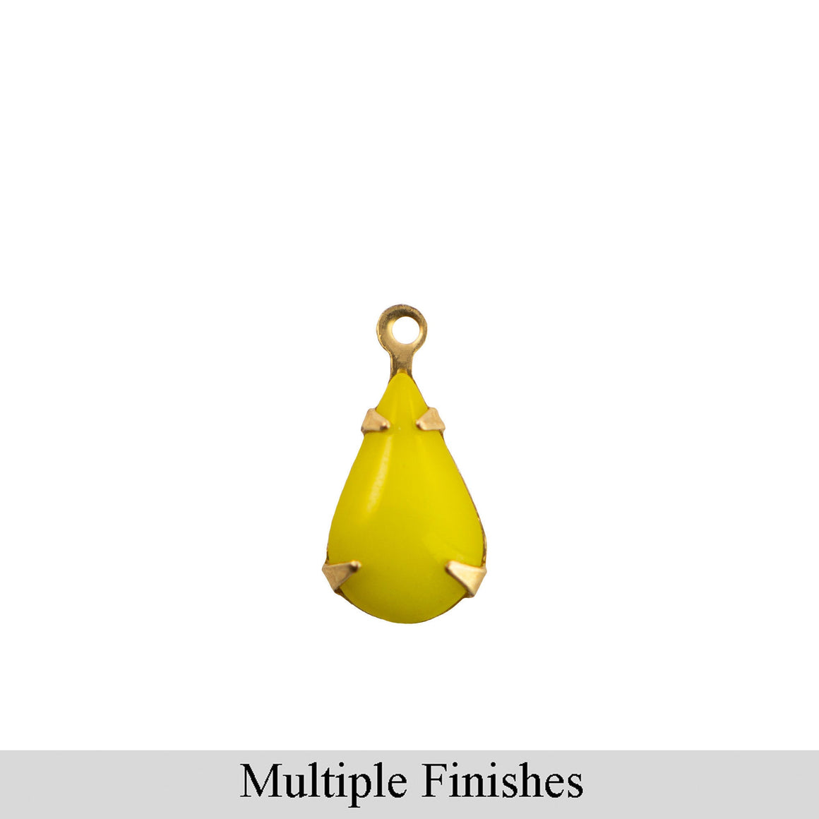 13x8mm Yellow Glass Teardrop Stone in 1 Loop Setting