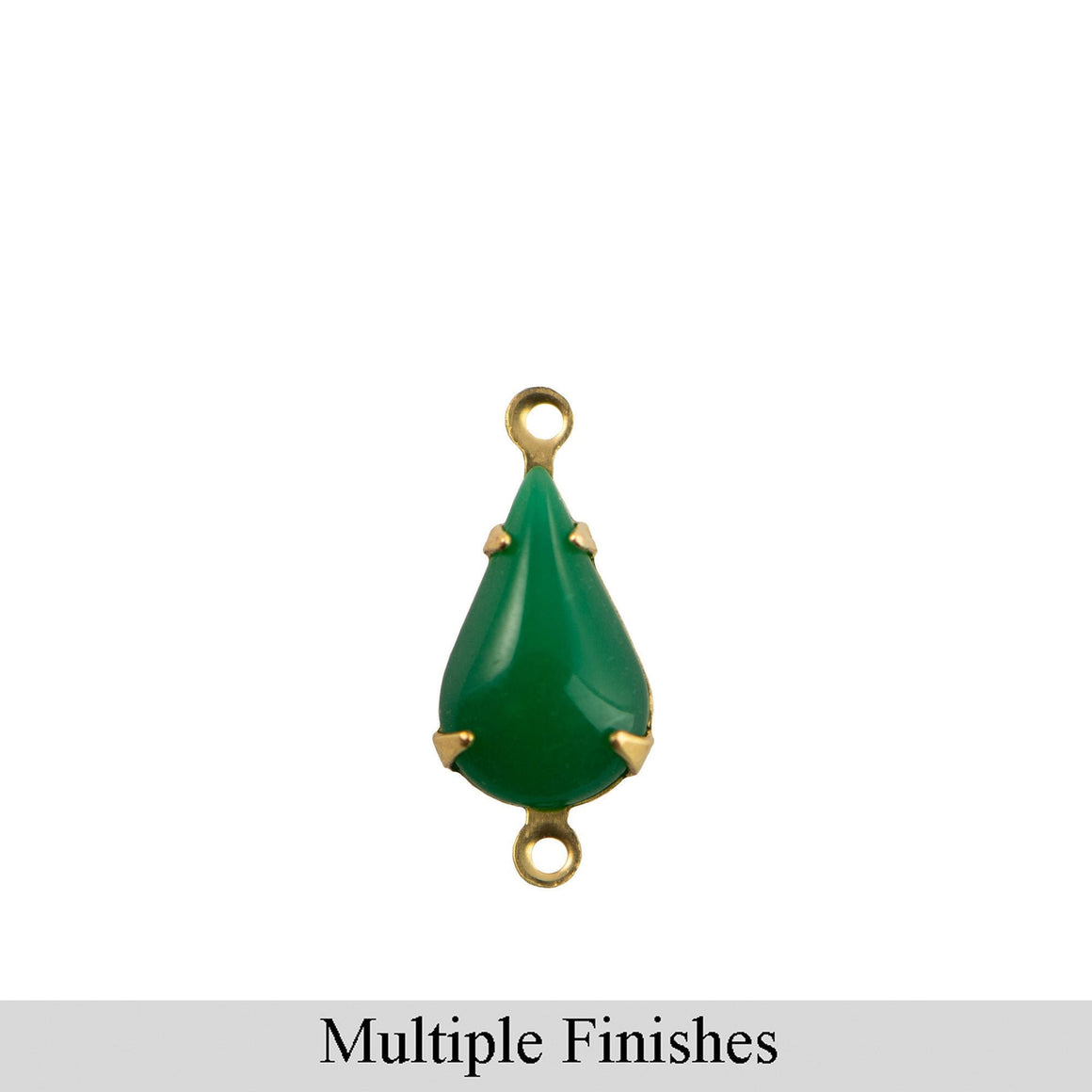 13x8mm Jade Green Glass Teardrop Stone in 2 Loop Setting