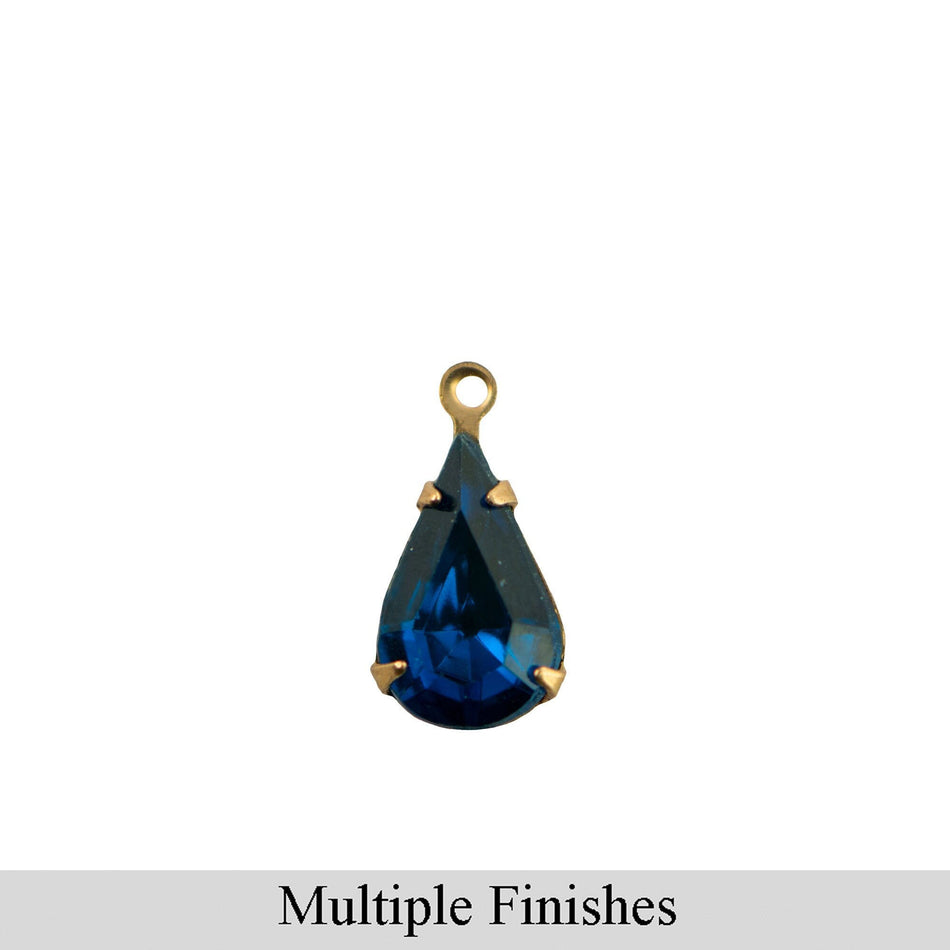 13x8mm Capri Blue Faceted Glass Teardrop Stone in 1 Loop Setting