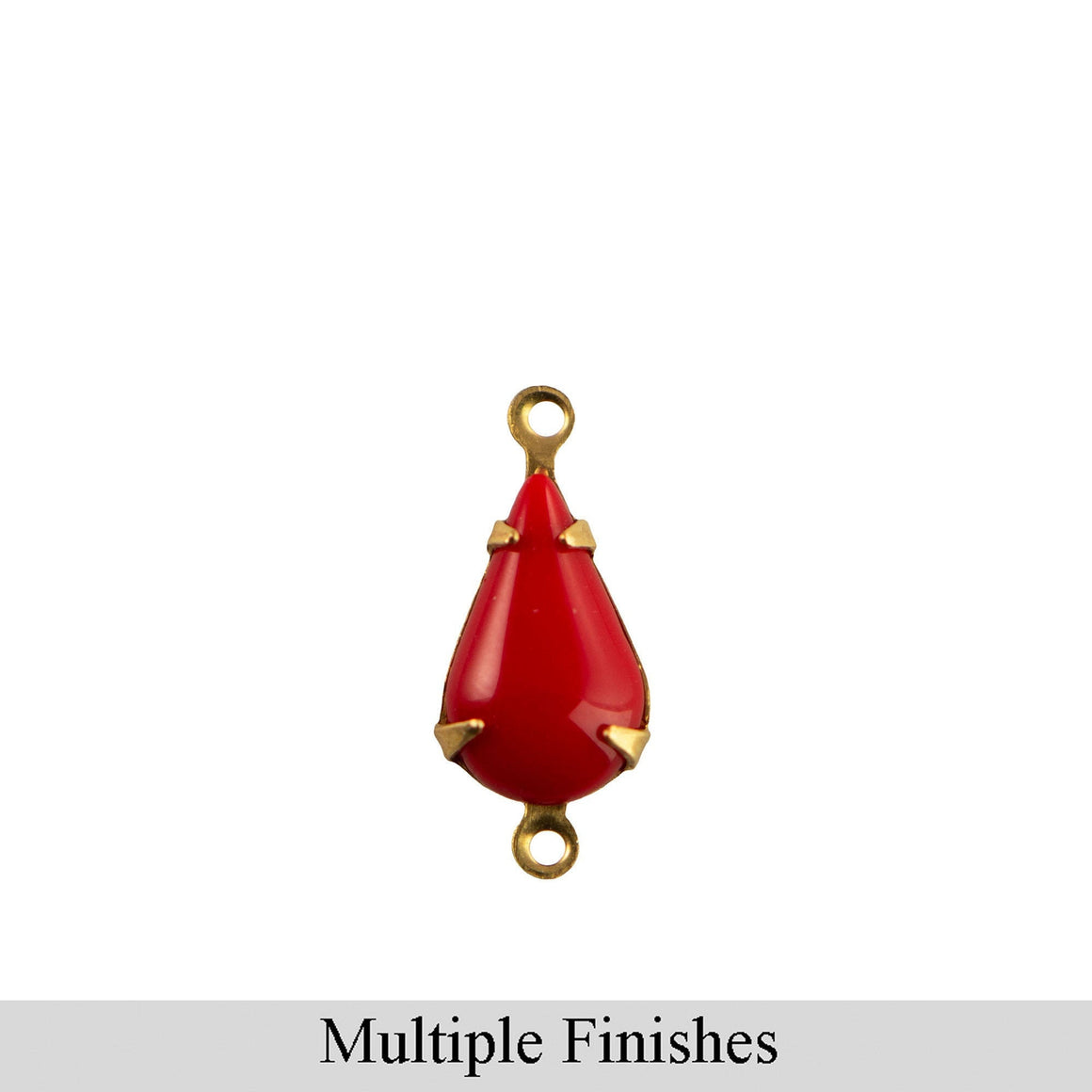 13x8mm Red Glass Teardrop Stone in 2 Loop Setting
