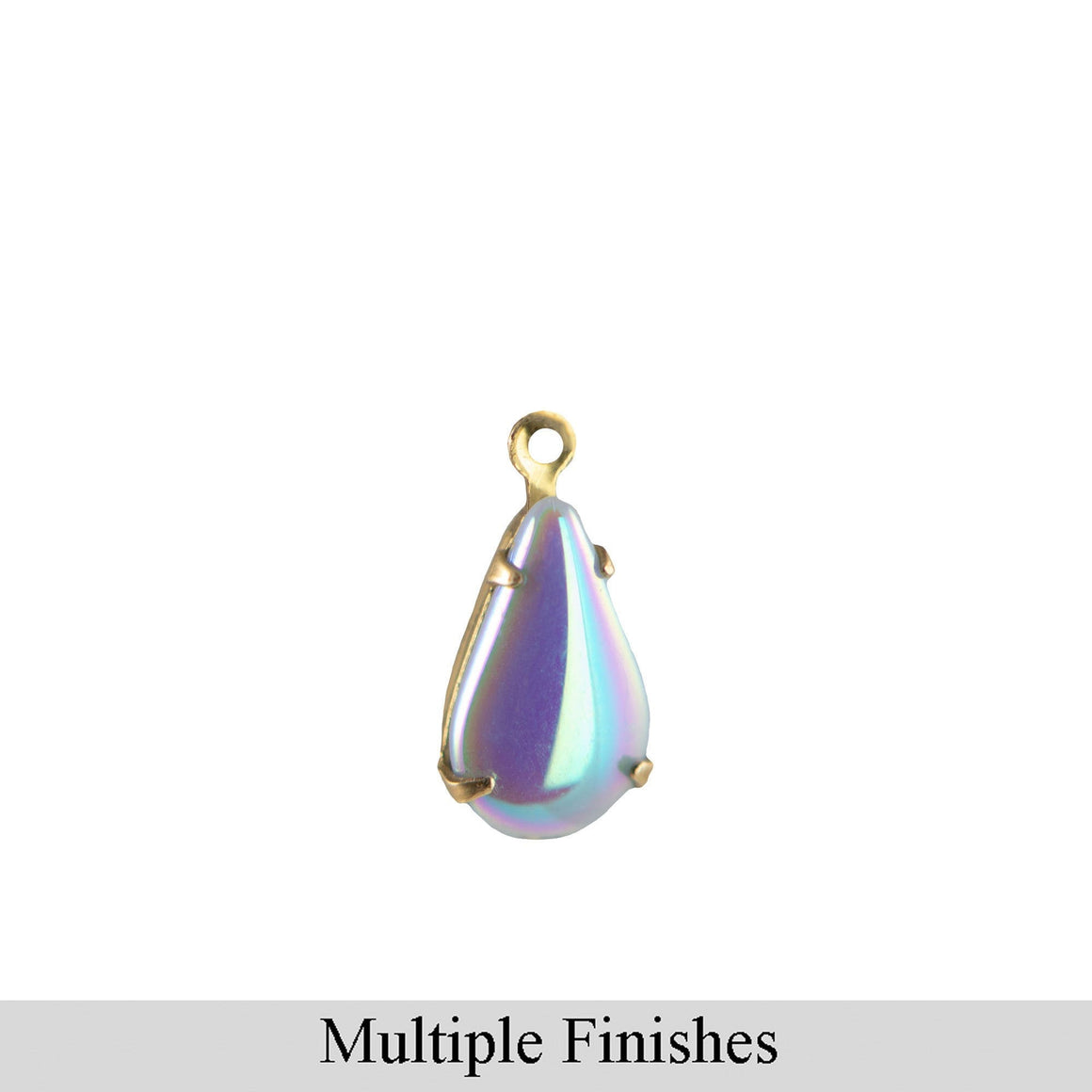 13x8mm Blue Aurora Borealis Glass Teardrop Stone in 1 Loop Setting