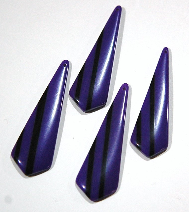 Vintage Purple with Black Stripe Retro Pointed Acrylic Pendants pnd150
