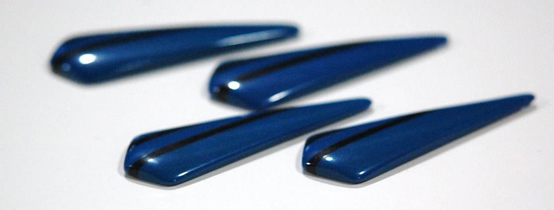 Vintage Blue with Black Stripe Retro Pointed Acrylic Pendants pnd150E