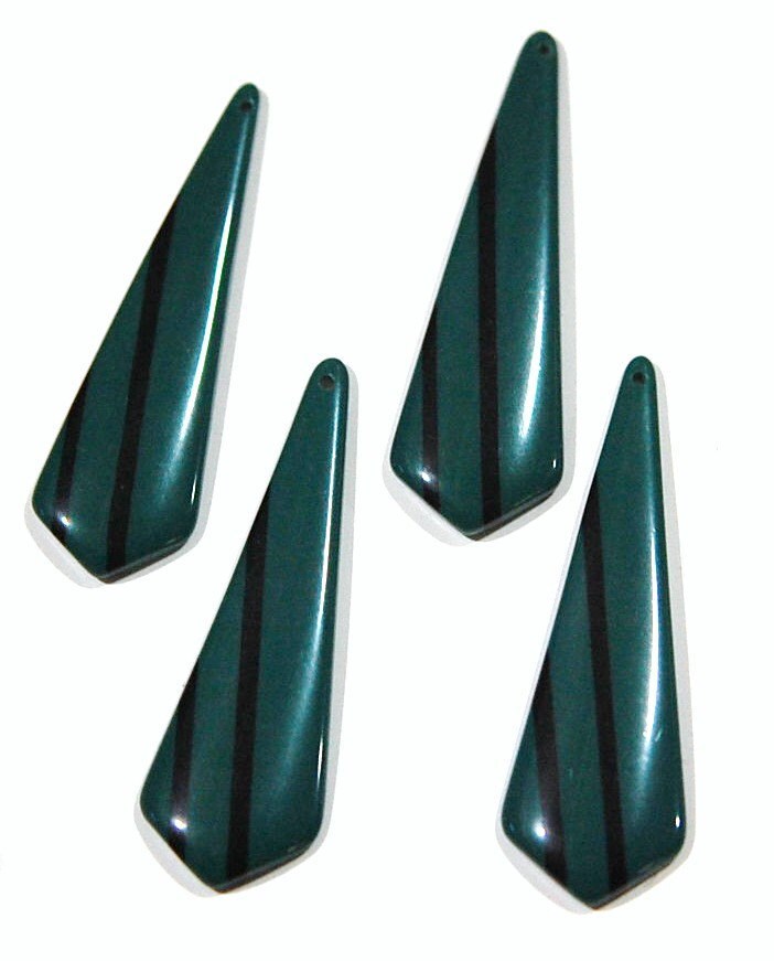 Vintage Green with Black Stripe Retro Pointed Acrylic Pendants pnd150F