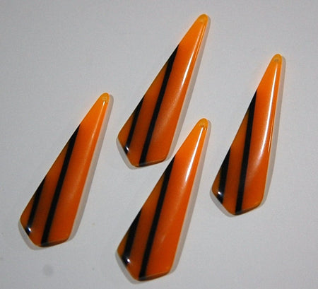 Vintage Orange with Black Stripe Retro Pointed Acrylic Pendants pnd150C