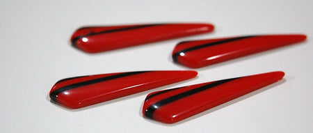 Vintage Red with Black Stripe Retro Pointed Acrylic Pendants pnd150D