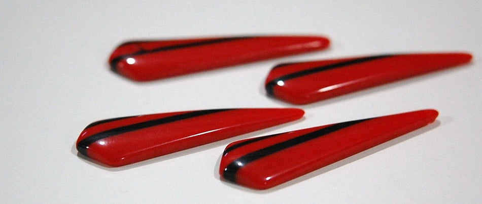 Vintage Red with Black Stripe Retro Pointed Acrylic Pendants pnd150D