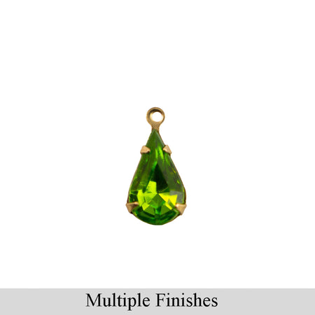 13x8mm Olivine Faceted Glass Teardrop Stone in 1 Loop Setting