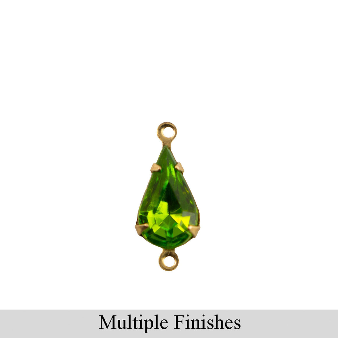 13x8mm Olivine Faceted Glass Teardrop Stone in 2 Loop Setting