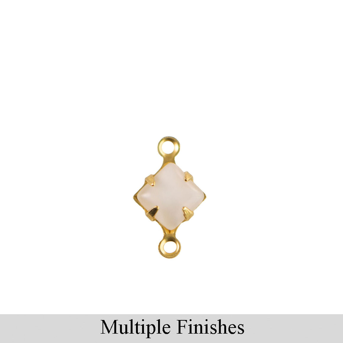 6mm White Moonglow Glass Square Stone in 2 Loop Setting