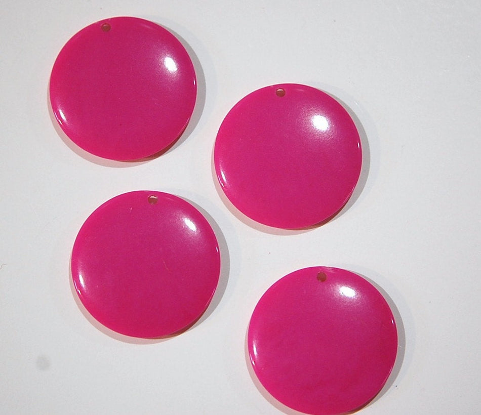Vintage Acrylic Pink Circle Disc Charm Pendant chr179