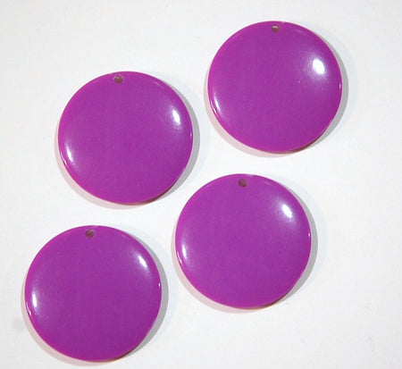 Vintage Acrylic Purple Circle Disc Charm Pendant chr179E