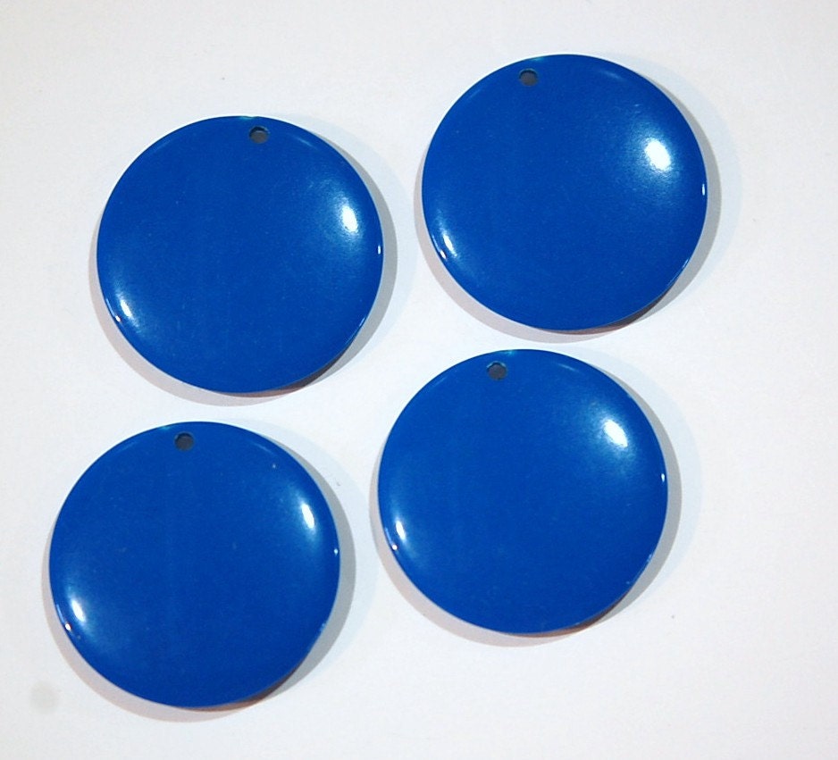 Vintage Acrylic Blue Circle Disc Charm Pendant chr179C