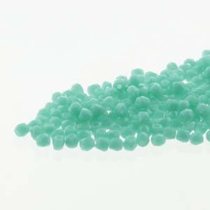 2mm Opaque Green Turquoise True 2 Czech Faceted Fire Polished Glass Beads (2g)