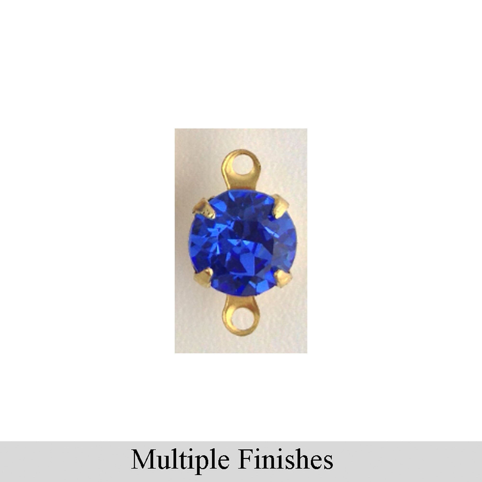 35ss Sapphire Faceted Glass Round Stone in 2 Loop Setting