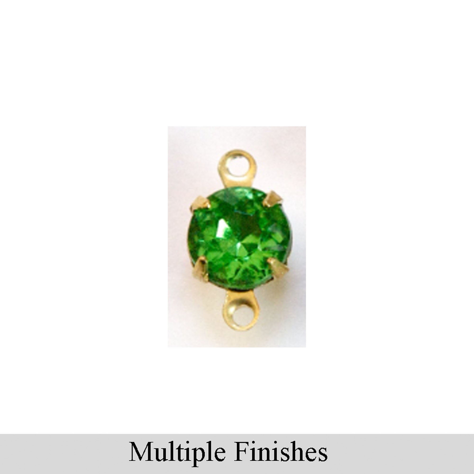 35ss Light Emerald Faceted Glass Round Stone in 2 Loop Setting