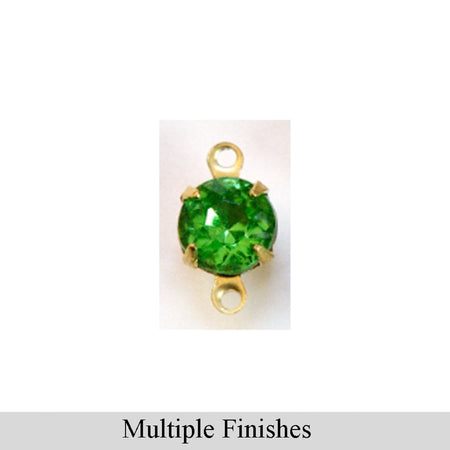 35ss Light Emerald Faceted Glass Round Stone in 2 Loop Setting
