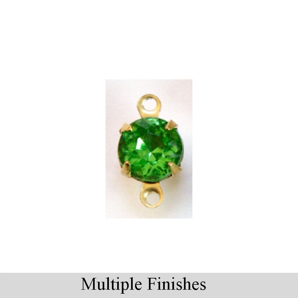 35ss Light Emerald Faceted Glass Round Stone in 2 Loop Setting