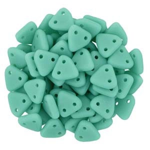 6mm Matte Turquoise CzechMates Triangle 2 Hole Glass Beads Approx. 9g Tube