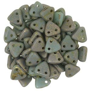 6mm Copper Picasso CzechMates Triangle 2 Hole Glass Beads Approx. 9g Tube