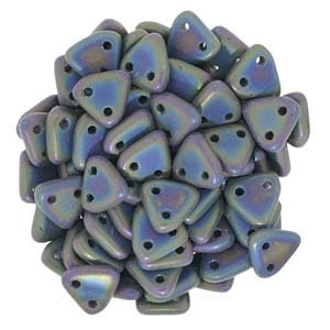 6mm Matte Iris Green CzechMates Triangle 2 Hole Glass Beads Approx. 9g Tube