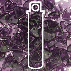 6mm Pink Topaz Luster Tanzanite CzechMates Triangle 2 Hole Glass Beads Approx. 9g Tube